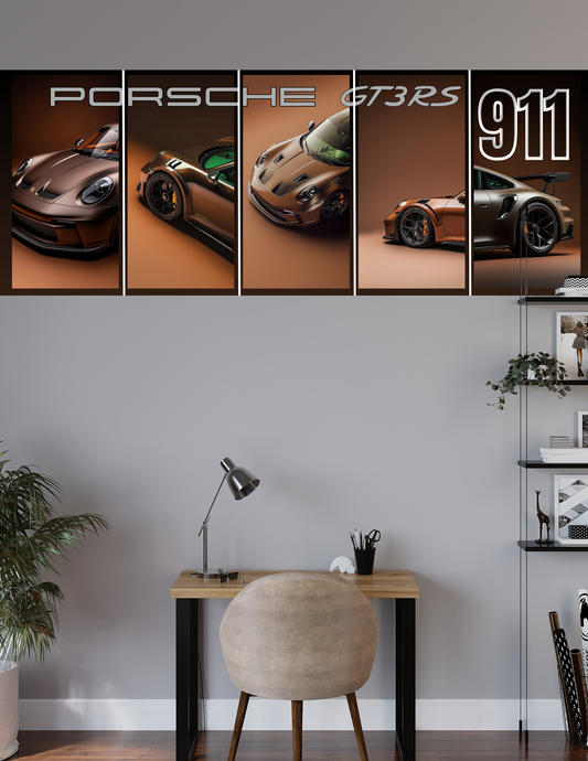 Porsche 911 GT3-RS | 5 Split Poster | High Quality Design | #HI5S6