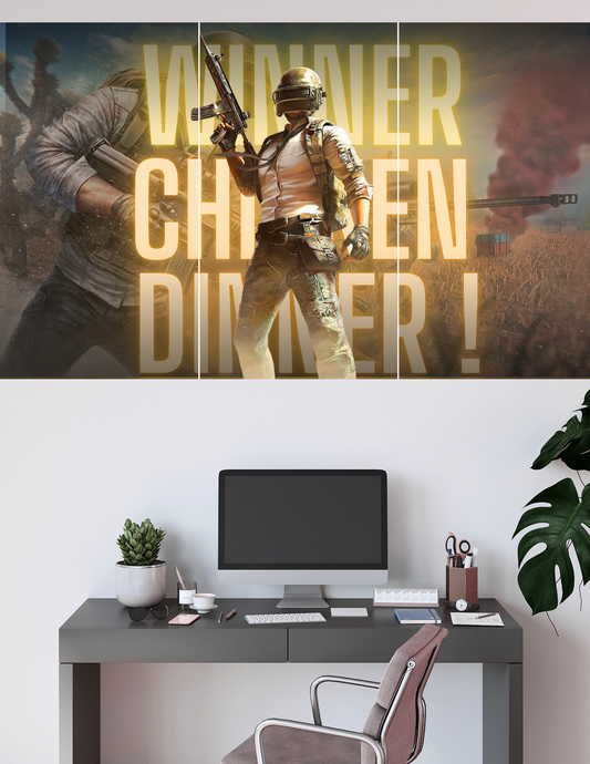 BGMI Winner Chicken Dinner | 3 Split Poster | High Quality Design | #HI3S7