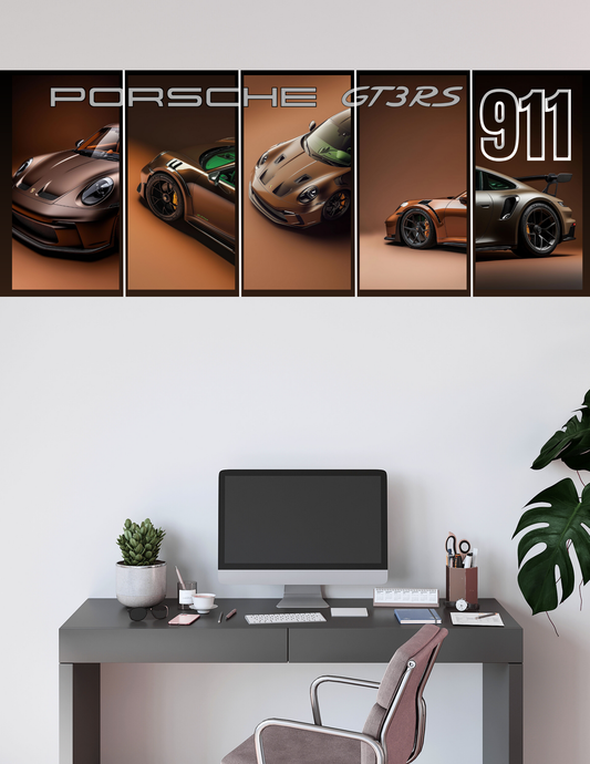 Porsche 911 GT3-RS | 5 Split Poster | High Quality Design | #HI5S6